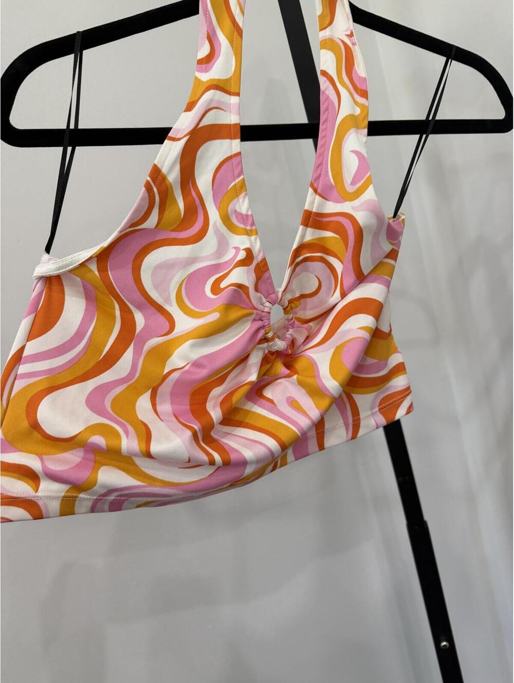 H&M Divided Women's Crop Top with Retro Swirl Pattern, Size M - Picture 2 of 5
